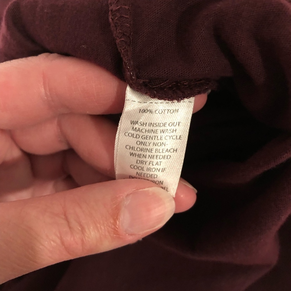LOFT Women’s L Dark Maroon Silver Stars Long-Sleeved Boat Neck Tee - VGUC! - Picture 8 of 8